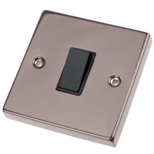 Scolmore Click Deco 10A 1 Gang 2 Way Switch Black Insert Black Nickel