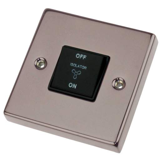 Scolmore Click Deco 10A Triple Pole Fan Isolator Switch Black Insert Black Nickel