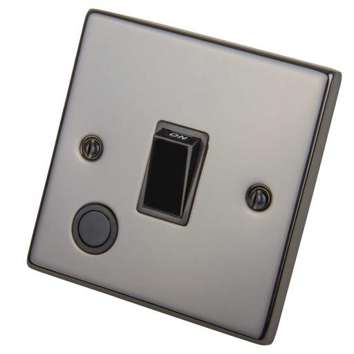 Scolmore Click Deco 20A DP Switch with Flex Outlet Black Insert Black Nickel