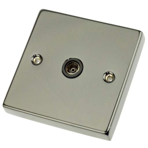 Scolmore Click Deco 1 Gang Non Isolated Coaxial Socket Black Insert Black Nickel