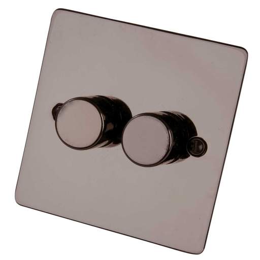 Scolmore Click Deco 400W 2 Gang 2 Way Dimmer Switch Black Nickel