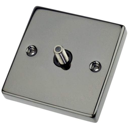 Scolmore Click Deco 1 Gang Satellite Socket Black Insert Black Nickel