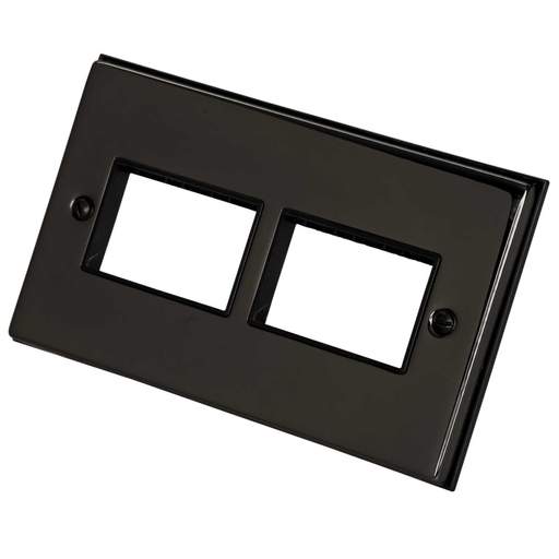 Scolmore Click Deco 2 Gang 3 + 3 Module Front Plate Black Insert Black Nickel
