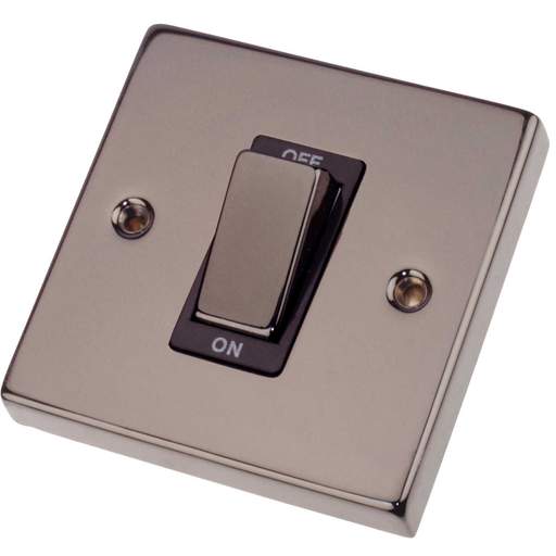 Scolmore Click Deco 45A DP 1 Gang Switch Metal / Black Insert Black Nickel