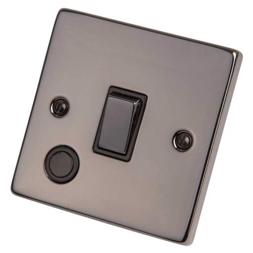 Scolmore Click Deco 20A DP Switch with Flex Outlet Metal / Black Insert Black Nickel