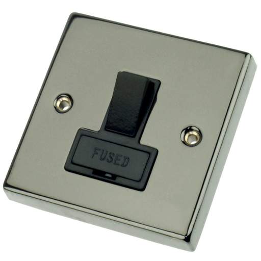Scolmore Click Deco 13A Switched Fused Spur Black Insert Black Nickel