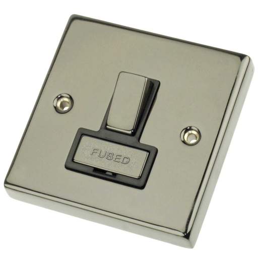 Scolmore Click Deco 13A DP Switched Fused Spur Metal / Black Insert Black Nickel