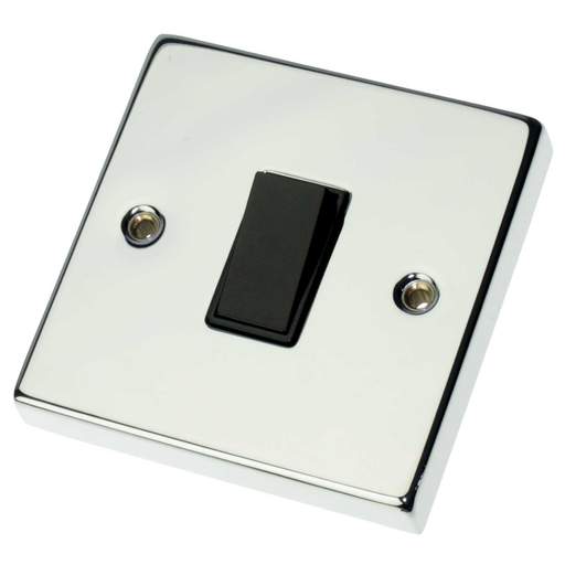 Scolmore Click Deco 10A 1 Gang 2 Way Switch Black Insert Polished Chrome