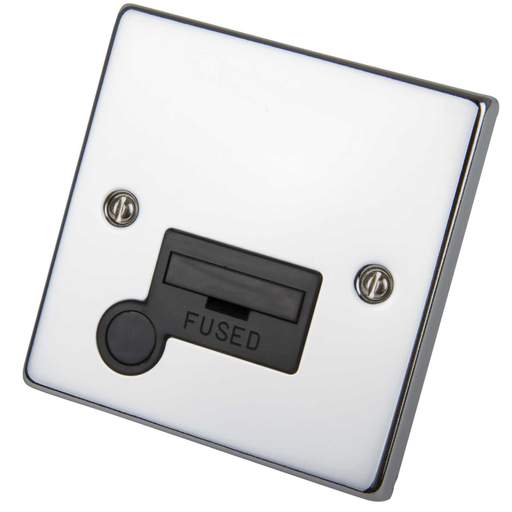 Scolmore Click Deco 13A Unswitched Fused Spur with Flex Outlet Black Insert Polished Chrome