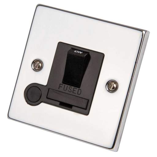 Scolmore Click Deco 13A DP Switched Fused Spur with Flex Outlet Black Insert Polished Chrome