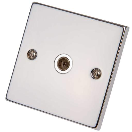 Scolmore Click Deco 1 Gang Non Isolated Coaxial Socket White Insert Polished Chrome