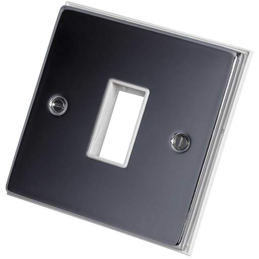 Scolmore Click Deco 1 Gang 1 Module Front Plate White Insert Polished Chrome