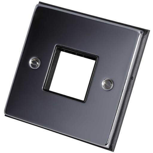 Scolmore Click Deco 1 Gang 2 Module Front Plate Black Insert Polished Chrome