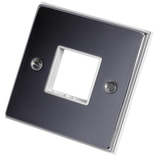 Scolmore Click Deco 1 Gang 2 Module Front Plate White Insert Polished Chrome