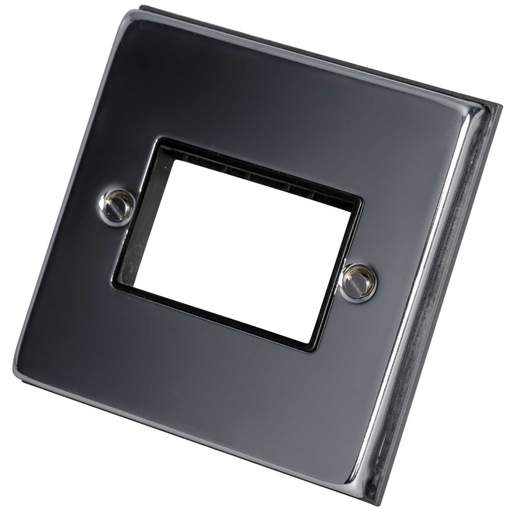 Scolmore Click Deco 1 Gang 3 Module Front Plate Black Insert Polished Chrome