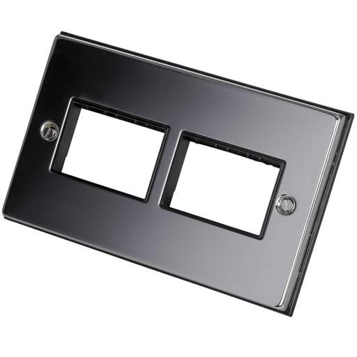 Scolmore Click Deco 2 Gang 3 + 3 Module Front Plate Black Insert Polished Chrome