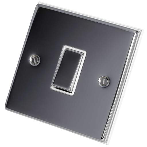 Scolmore Click Deco 10A 1 Gang Intermediate Switch Metal / White Insert Polished Chrome