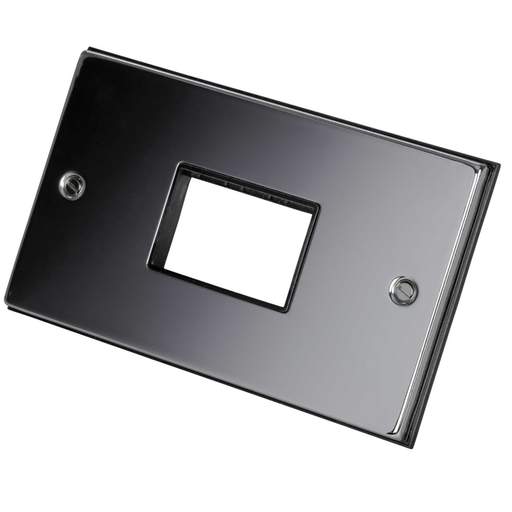 Scolmore Click Deco 2 Gang Triple Aperture Front Plate Black Insert Polished Chrome
