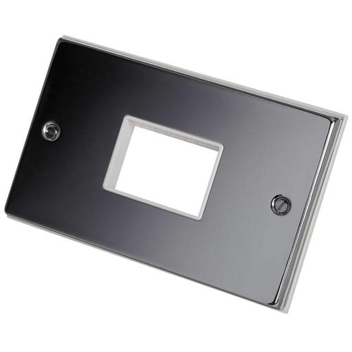 Scolmore Click Deco 2 Gang Triple Module Front Plate White Insert Polished Chrome