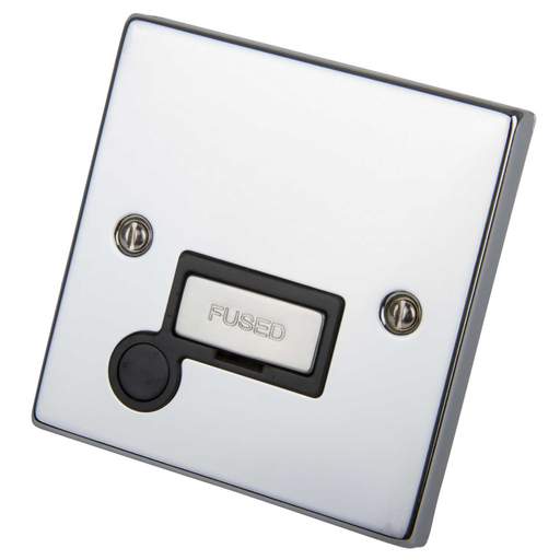 Scolmore Click Deco 13A Unswitched Fused Spur with Flex Outlet Metal / Black Insert Polished Chrome