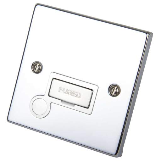 Scolmore Click Deco 13A Unswitched Fused Spur with Flex Outlet Metal / White Insert Polished Chrome