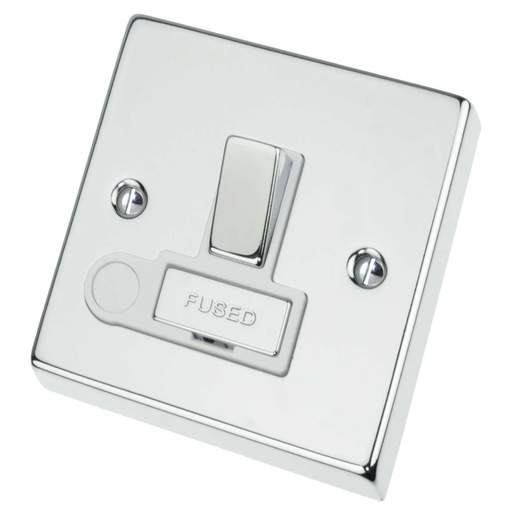Scolmore Click Deco 13A Switched Fused Spur with Flex Outlet Metal / White Insert Polished Chrome