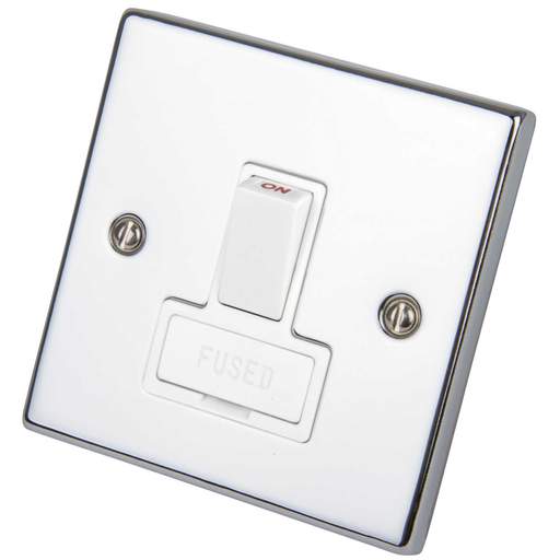 Scolmore Click Deco 13A DP Switched Fused Spur White Insert Polished Chrome