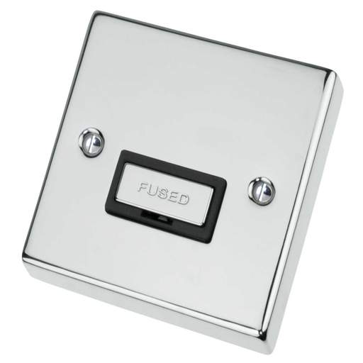 Scolmore Click Deco 13A Unswitched Fused Spur Metal / Black Insert Polished Chrome