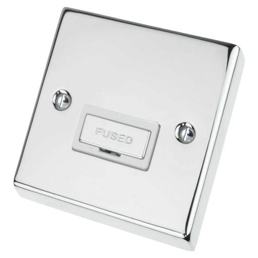Scolmore Click Deco 13A Unswitched Fused Spur Metal / White Insert Polished Chrome