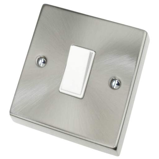 Scolmore Click Deco 10A 1 Gang 2 Way Switch White Insert Satin Chrome