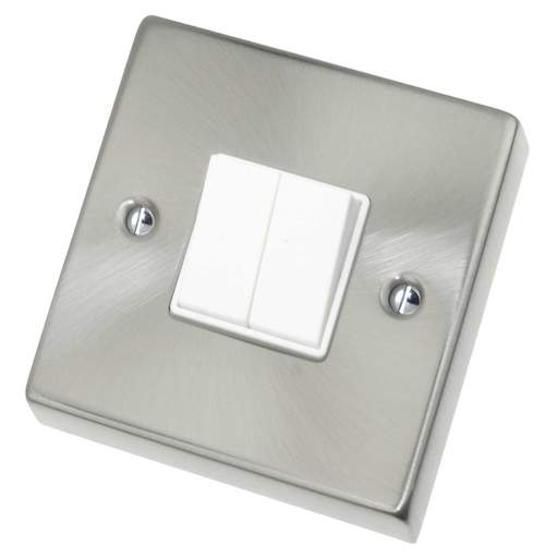 Scolmore Click Deco 10A 2 Gang 2 Way Switch White Insert Satin Chrome