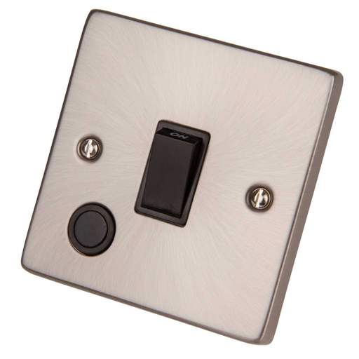 Scolmore Click Deco 20A DP Switch with Flex Outlet Black Insert Satin Chrome