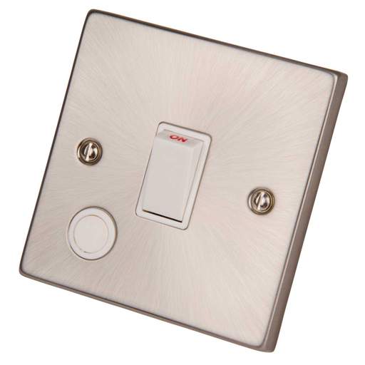 Scolmore Click Deco 20A DP Switch with Flex Outlet White Insert Satin Chrome