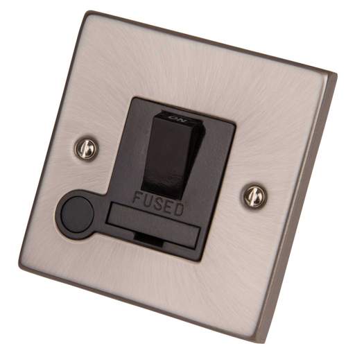 Scolmore Click Deco 13A Switched Fused Spur with Flex Outlet Black Insert Satin Chrome