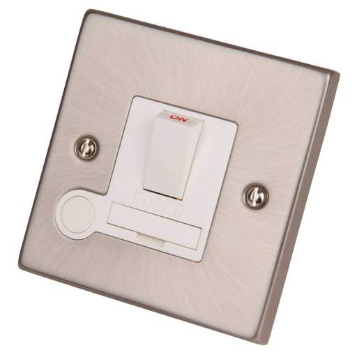 Scolmore Click Deco 13A Switched Fused Spur with Flex Outlet White Insert Satin Chrome