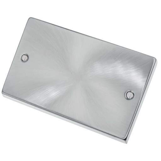 Scolmore Click Deco 2 Gang Blank Plate Satin Chrome