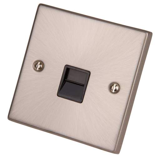Scolmore Click Deco 1 Gang Master Telephone Socket Black Insert Satin Chrome