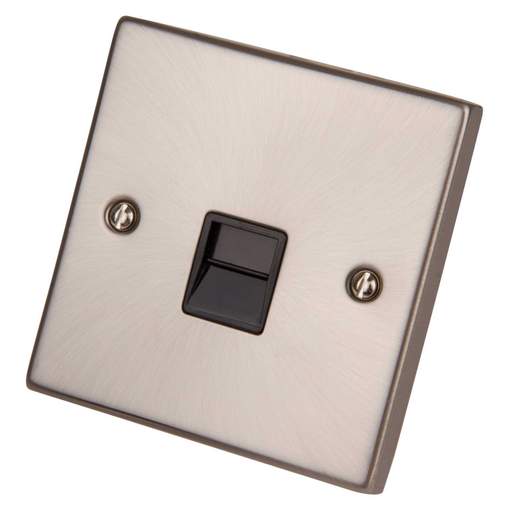Scolmore Click Deco 1 Gang Secondary Telephone Socket Black Insert Satin Chrome