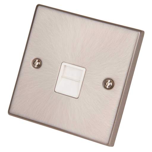 Scolmore Click Deco 1 Gang Secondary Telephone Socket White Insert Satin Chrome