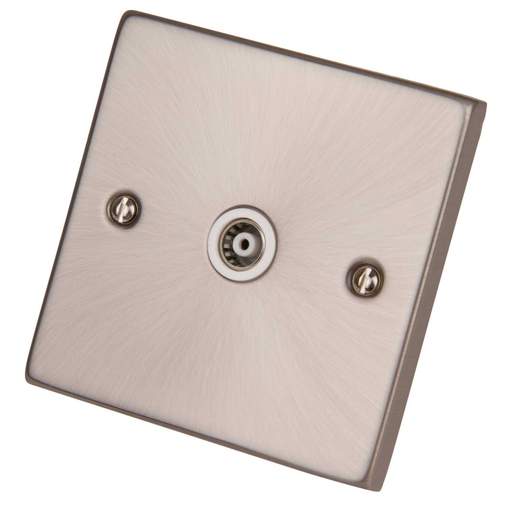 Scolmore Click Deco 1 Gang Coaxial Isolated Socket White Insert Satin Chrome