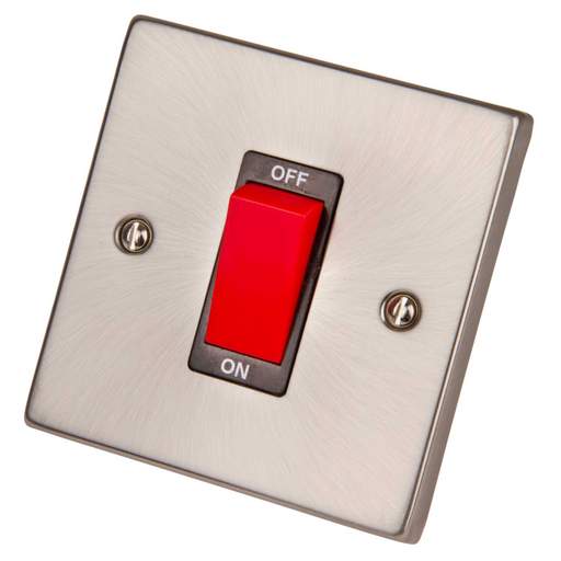 Scolmore Click Deco 45A DP 1 Gang Switch Black Insert Satin Chrome