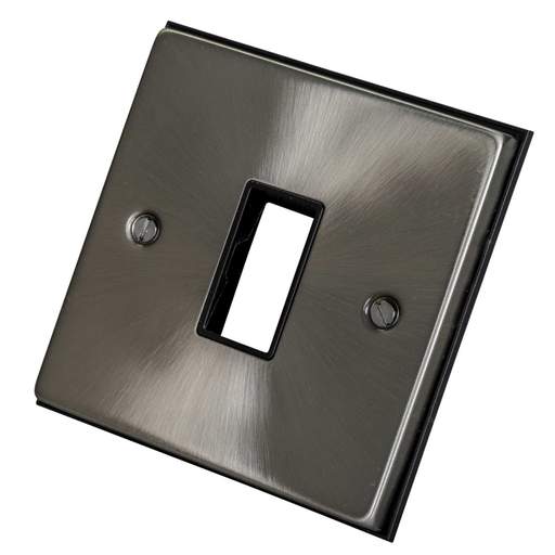 Scolmore Click Deco 1 Gang 1 Module Front Plate Black Insert Satin Chrome