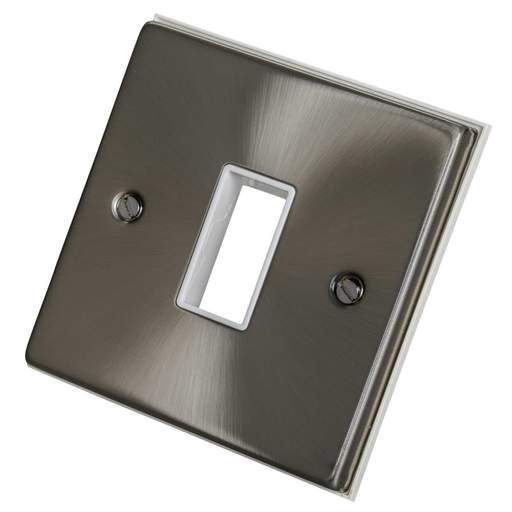 Scolmore Click Deco 1 Gang 1 Module Front Plate White Insert Satin Chrome