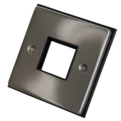 Scolmore Click Deco 1 Gang 2 Module Front Plate Black Insert Satin Chrome