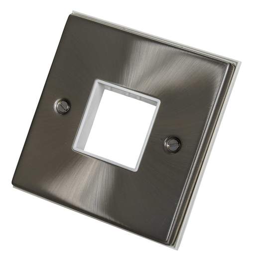 Scolmore Click Deco 1 Gang 2 Module Front Plate White Insert Satin Chrome