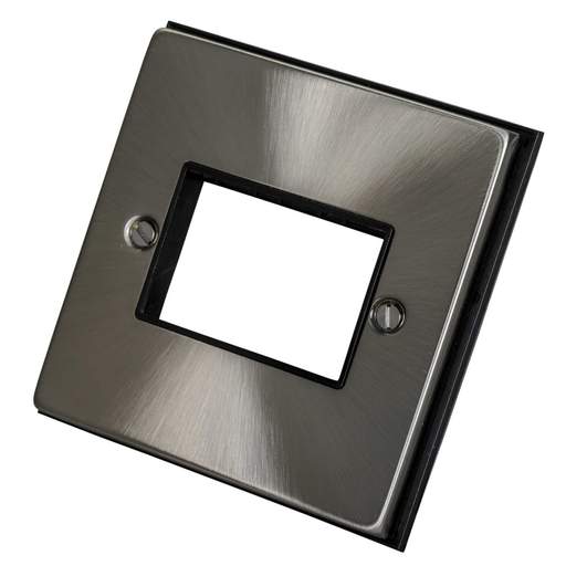 Scolmore Click Deco 1 Gang 3 Module Front Plate Black Insert Satin Chrome