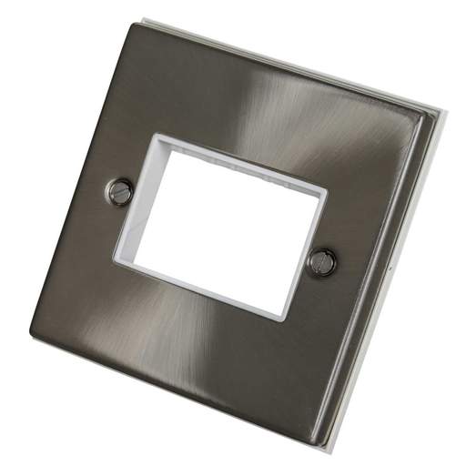 Scolmore Click Deco 1 Gang 3 Module Front Plate White Insert Satin Chrome