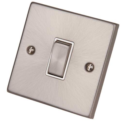 Scolmore Click Deco 10A 1 Gang 2 Way Switch Metal / White Insert Satin Chrome