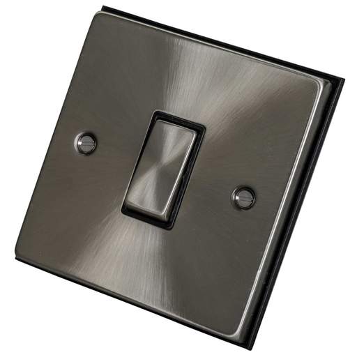 Scolmore Click Deco 10A 1 Gang Intermediate Switch Metal / Black Insert Satin Chrome