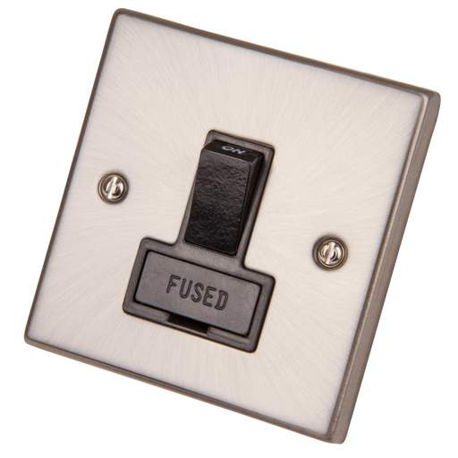 Scolmore Click Deco 13A DP Switched Fused Spur Black Insert Satin Chrome